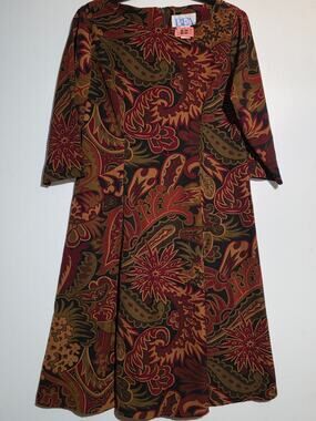BFA Classics Size 10 Vintage Paisley Midi Dress Boho Grunge Indie Retro 90s